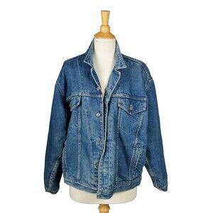 Vintage GAP Mens Denim Jacket Red Buffalo Plaid Flannel Lined Size M
